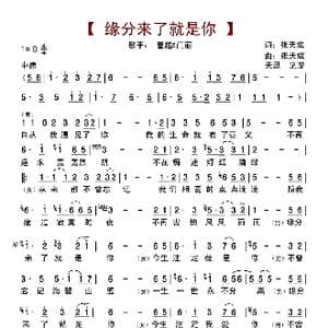 缘分来了就是你_歌曲简谱_词曲:张天赋 张天赋