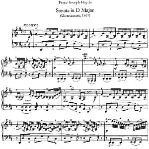 海顿 钢琴奏鸣曲 Hob XVI 19 Divertimento D major 钢琴谱 海顿