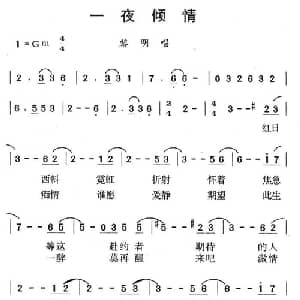 一夜倾情_通俗唱法乐谱
