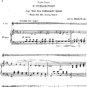 小提琴谱 | Nur wer die Sehnsucht kennt 小提琴 钢琴伴奏 P.Tschaikowsky曲 Mischa Elman改编