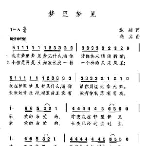 梦里梦见_通俗唱法乐谱_词曲:施翔 晓其