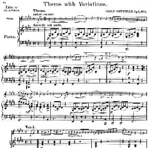 小提琴谱 | 25首小提琴曲合集 Theme with Variations. ADOLF GRUNWALD.Op.7 No.3 小提琴 钢琴伴奏 BENONI LAGYE