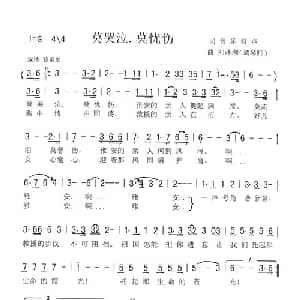 莫哭泣莫忧伤_通俗唱法乐谱_词曲:音乐附点 刘泽湖