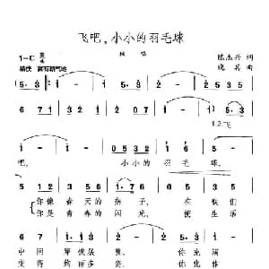 飞吧,小小的羽毛球_美声唱法乐谱_词曲:陈杰兴 晓其