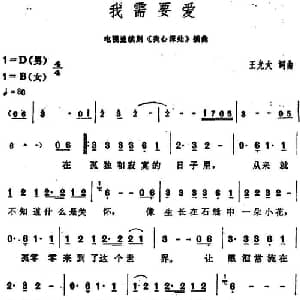 我需要爱_通俗唱法乐谱_词曲:王光大 王光大