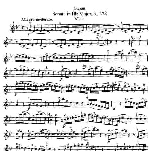 小提琴谱 | 莫扎特小提琴奏鸣曲降B大调 k.378