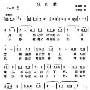 我知道_民歌简谱_词曲:陈镒康 徐锦江