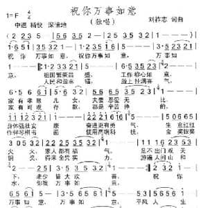 祝你万事如意_歌曲简谱_词曲:刘祚志 刘祚志