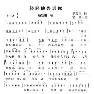 轻轻地告诉你_通俗唱法乐谱_词曲:毕晓世