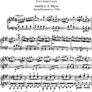 海顿 钢琴奏鸣曲 Hob XVI 5 Divertimento A major 钢琴谱 海顿