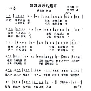 姐姐妹妹站起来_通俗唱法乐谱_词曲:刘思铭 刘志宏