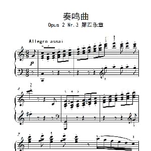 奏鸣曲 Opus 2 Nr.3 第四乐章 钢琴谱 贝多芬