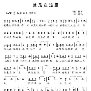 就是在这里_通俗唱法乐谱_词曲:韩雪 云伟