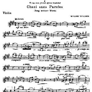小提琴谱 | CHANT SANS PAROLES SONG WITHOUT WORDS Willrm Willrke