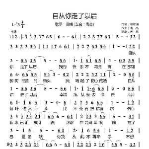 自从你走了以后_通俗唱法乐谱_词曲:徐智渊 毒恋
