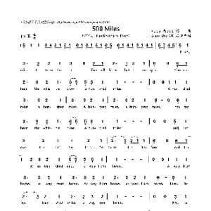 500 Miles_歌曲简谱_词曲:Hedy West Hedy West