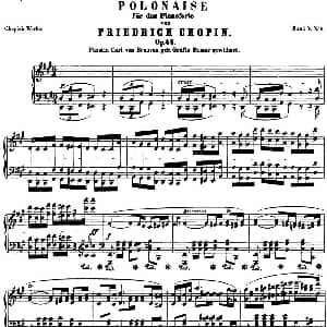 肖邦 波兰舞曲 Op.44 升f小调 Polonaise 钢琴谱 肖邦