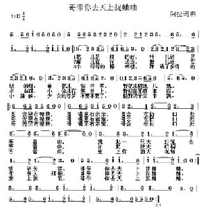 哥带你去天上捉蛐蛐_通俗唱法乐谱_词曲:阿拉 阿拉