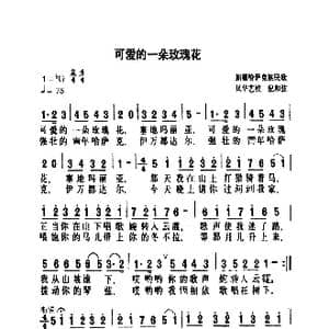 可爱的一朵玫瑰花_歌曲简谱_词曲:新疆哈萨克族民歌