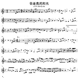 萨克斯谱 | 你是我的阳光 次中音Sax