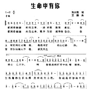 生命中有你_通俗唱法乐谱_词曲:刘小贤 王路