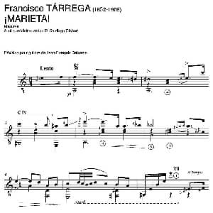 iMARIETA! Mazurka A mi queridisimo amigo D.Santiago Gisbert 吉他谱 弗朗西斯科 泰雷加 Francisco Tarrega 1852 1909