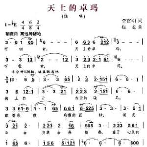 天上的卓玛_民歌简谱_词曲:李官明 程龙
