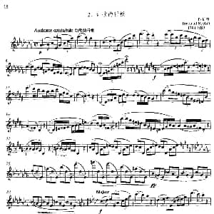 长笛曲谱 | 中高级练习 发音 呼吸与分句练习 乐曲部分 如歌的行板 T 伯姆