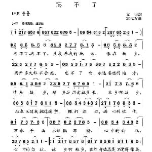 忘不了_通俗唱法乐谱_词曲:龙也 高福友
