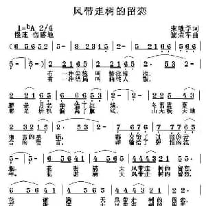 风带走树的留恋_通俗唱法乐谱_词曲:宋敏学 黎荣军