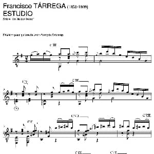 ESTUDIO Sobre "J'ai du bon tabac" 吉他谱 弗朗西斯科 泰雷加 Francisco Tarrega 1852 1909