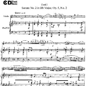 小提琴谱 | Sonata No.2 in Bb MajorOp.5 No.2 小提琴 钢琴伴奏