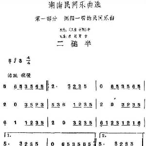 二槌半 湖南民间乐曲选 洪滔 贾古记谱