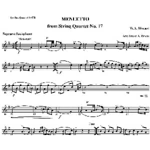 萨克斯谱 | MENUETTO from String Quartet No.17 四重奏 高音萨克斯分谱