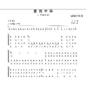 爱我中华二声部合唱简谱_歌曲简谱