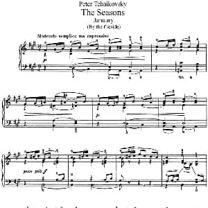 柴可夫斯基 四季 1月 壁炉边 A大调 At the Fireside A major 钢琴谱 柴可夫斯基