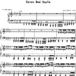Canon bad apple 钢琴谱