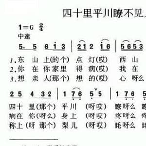 四十里平川瞭不见人_民歌简谱_词曲: 山西河曲民歌