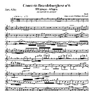 萨克斯谱 | Concerto Brandeburghese 低音萨克斯 J S 巴赫