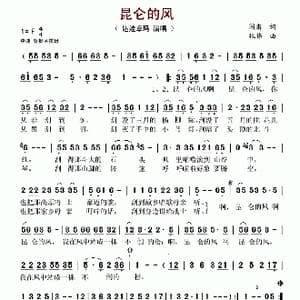 昆仑的风_歌谱投稿_词曲:阎肃 张伟