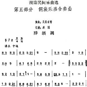 辞酒调 湖南民间乐曲选 洪滔记谱