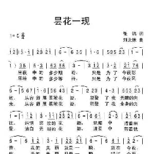 昙花一现_通俗唱法乐谱_词曲:张锦 刘北休