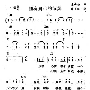 拥有自己的节奏_通俗唱法乐谱_词曲:薛玉玲 童安格