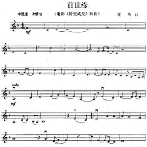 小提琴谱 | 前世缘 电影 卧虎藏龙 插曲 谭盾