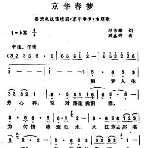 京华春梦_通俗唱法乐谱_词曲:邓伟雄 顾嘉辉