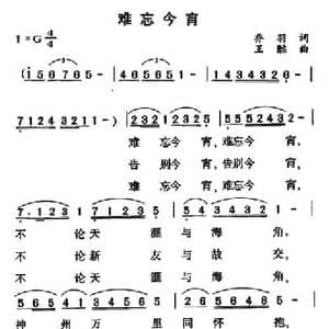 难忘今宵_民歌简谱_词曲:乔羽 王酩