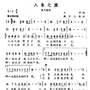 人生之旅_通俗唱法乐谱_词曲:王圳 戴红 文钦