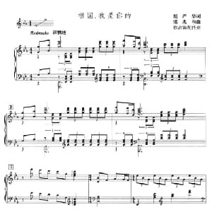 祖国,我是你的_美声唱法乐谱_词曲:赵严华 潘亮和