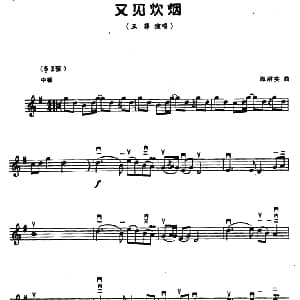 二胡谱 | 又见炊烟 五线谱 海沼实
