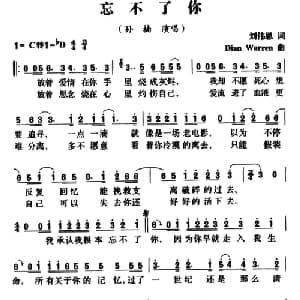 忘不了你_通俗唱法乐谱_词曲:刘伟恩 Dian Warren